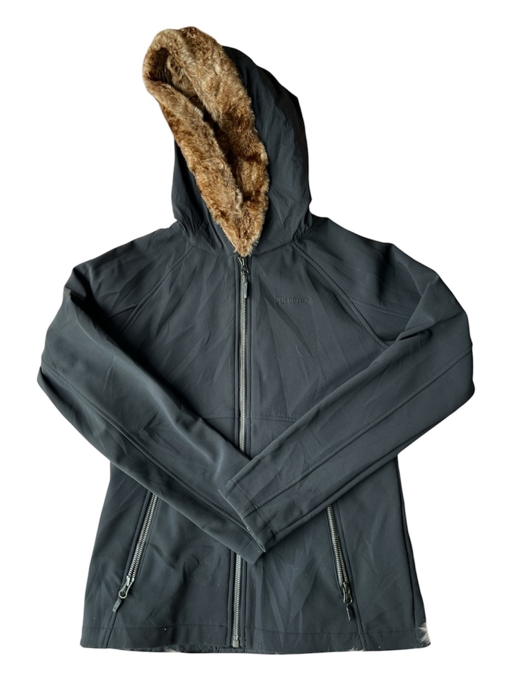 Marmot Black Jacket with Fur Lined Hood